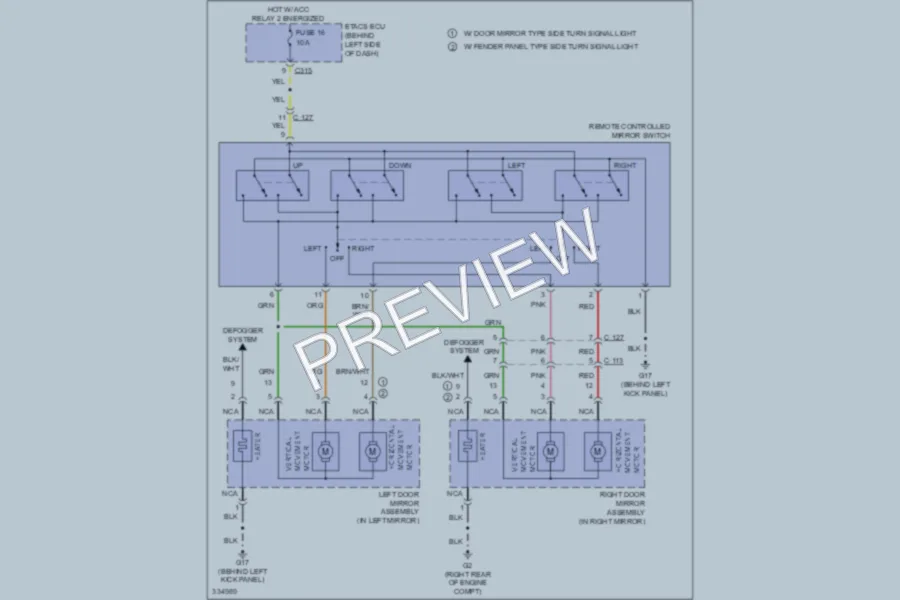 2010 Mitsubishi Outlander Power Mirrors wiring diagram preview