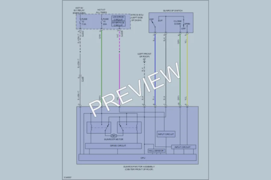 2010 Mitsubishi Outlander Power Top Sunroof wiring diagram preview
