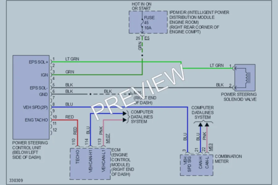 2010 Nissan 370Z Electronic Power Steering wiring diagram preview