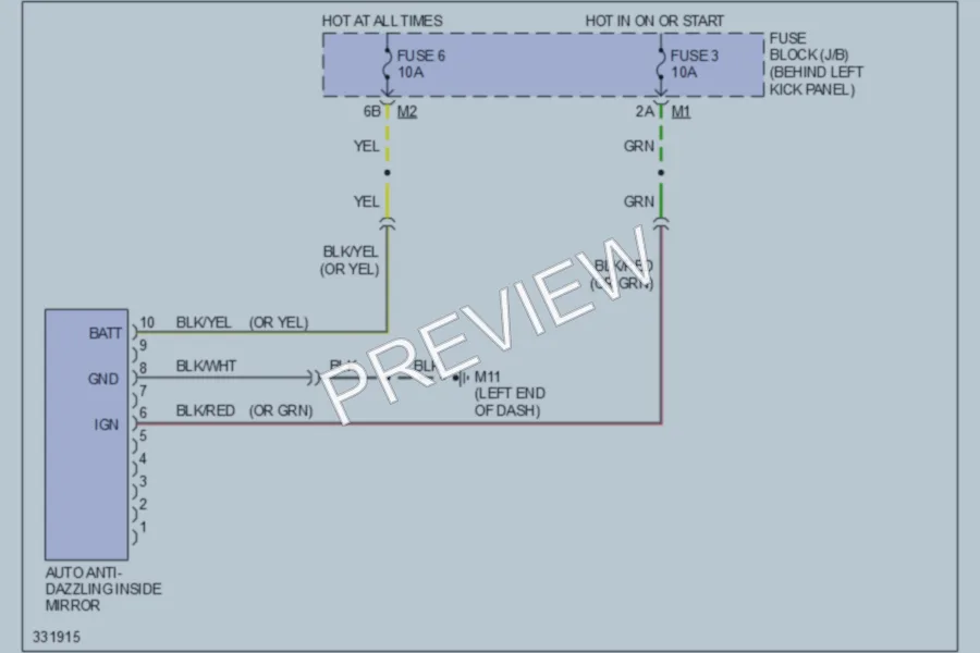 2010 Nissan 370Z Power Mirrors wiring diagram preview