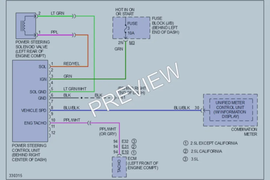2010 Nissan Altima Electronic Power Steering wiring diagram preview