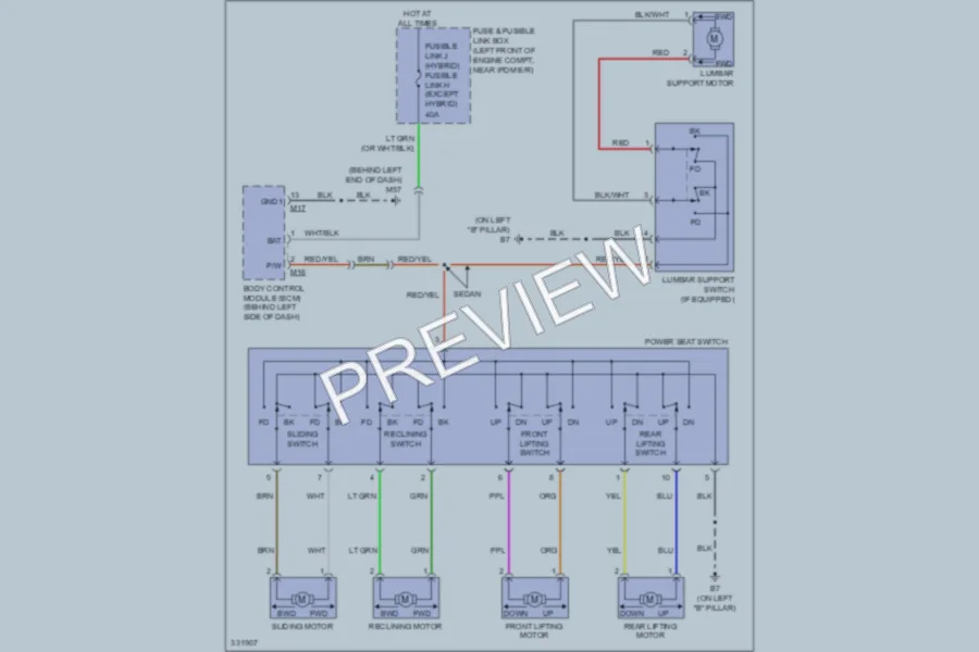 2010 Nissan Altima Power Seats wiring diagram preview