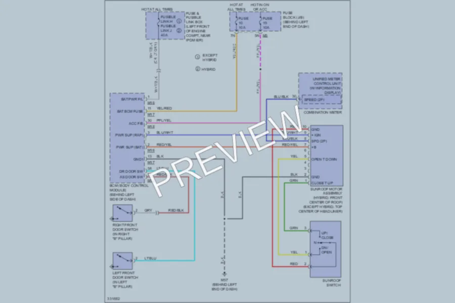 2010 Nissan Altima Power Top Sunroof wiring diagram preview