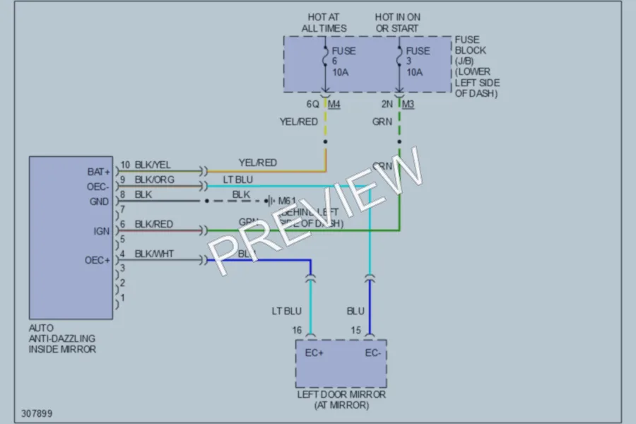 2010 Nissan Maxima Power Mirrors wiring diagram preview