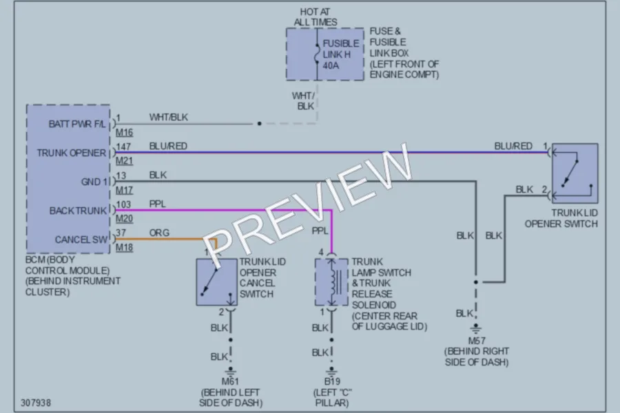 2010 Nissan Maxima Trunk Tailgate Fuel Door wiring diagram preview