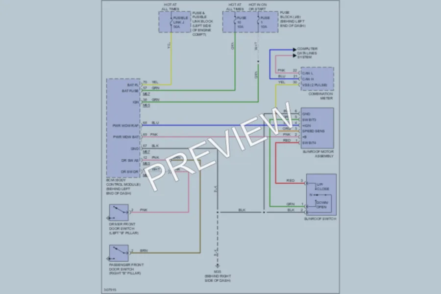 2010 Nissan Rogue Power Top Sunroof wiring diagram preview