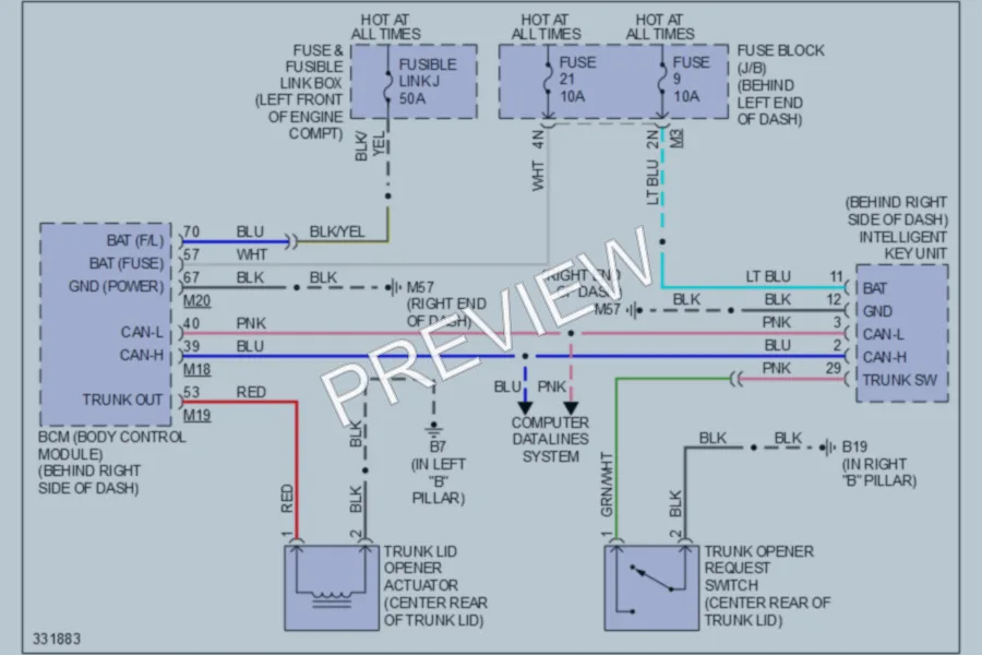 2010 Nissan Sentra Trunk Tailgate Fuel Door wiring diagram preview