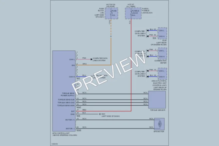 2010 Nissan cube Electronic Power Steering wiring diagram preview