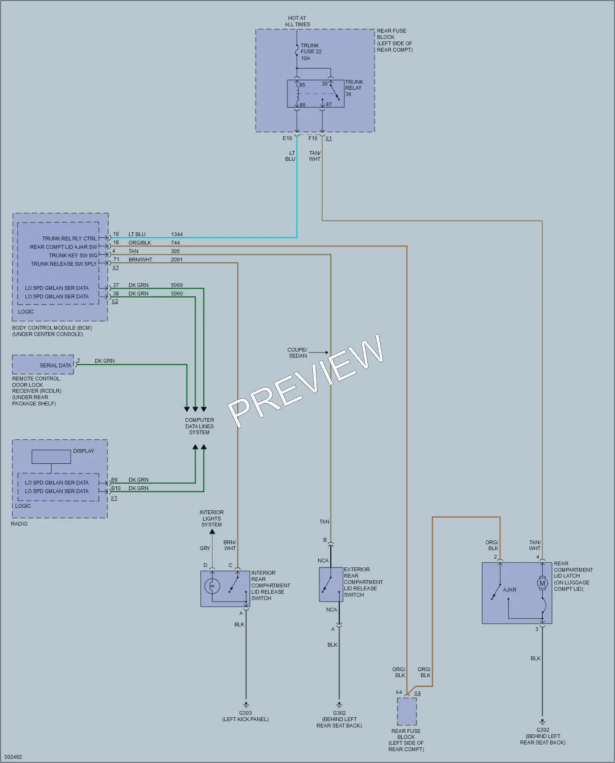 2010 Pontiac G6 Trunk Tailgate Fuel Door wiring diagram preview