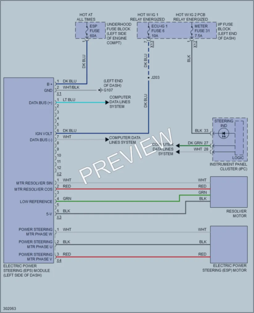 2010 Pontiac Vibe Electronic Power Steering wiring diagram preview
