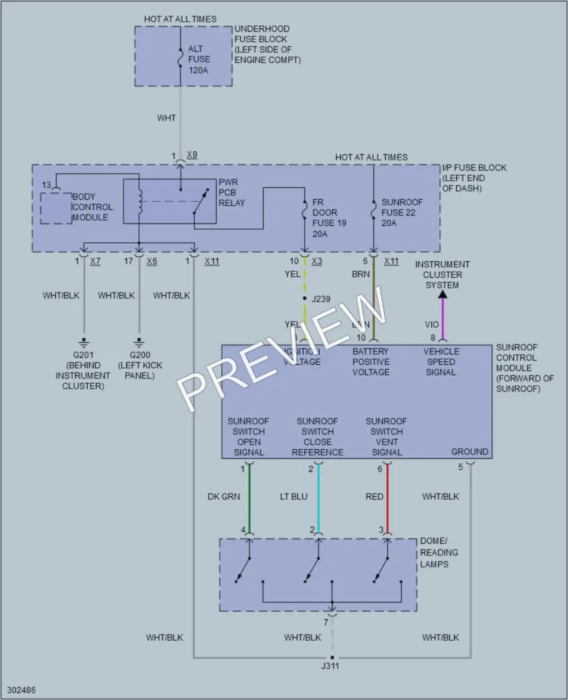 2010 Pontiac Vibe Power Top Sunroof wiring diagram preview