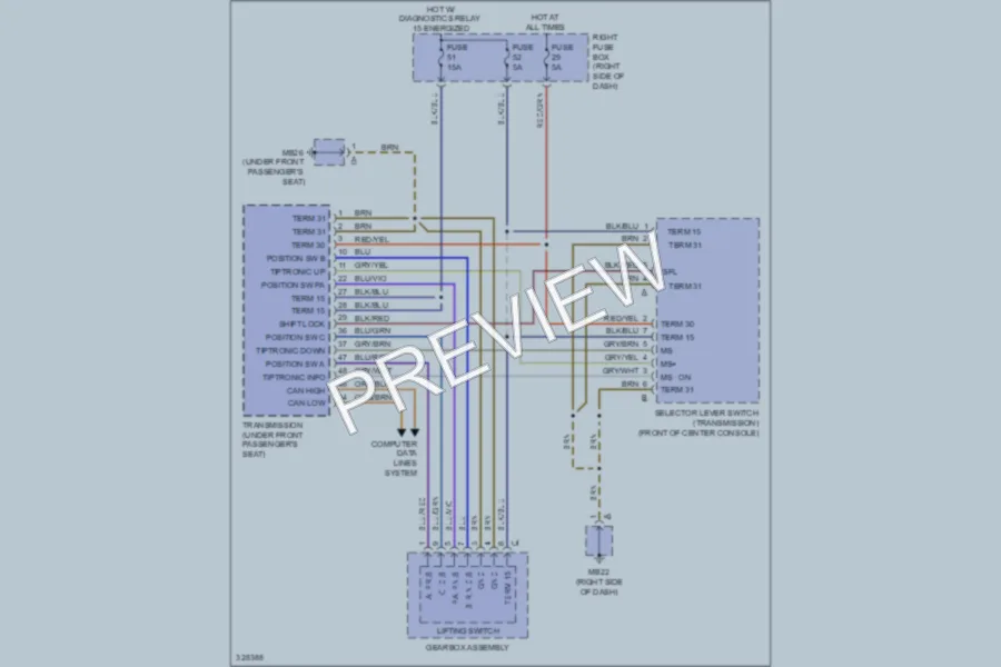 2010 Porsche Cayenne Shift Interlock wiring diagram preview