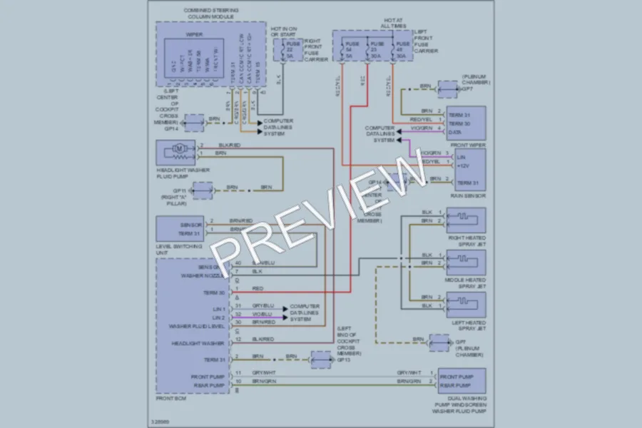 2010 Porsche Panamera Wiper Washer wiring diagram preview