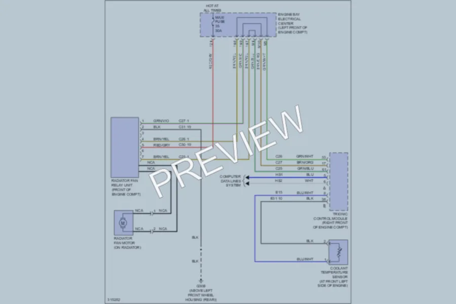 2010 Saab 93X Cooling Fan wiring diagram preview