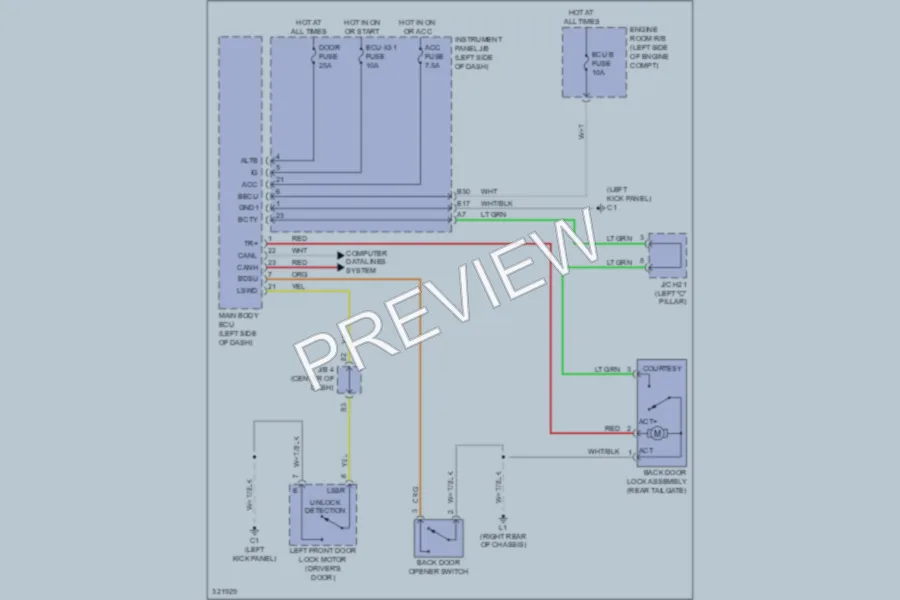 2010 Scion xB Trunk Tailgate Fuel Door wiring diagram preview