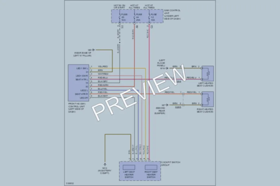 2010 Smart fortwo Power Seats wiring diagram preview