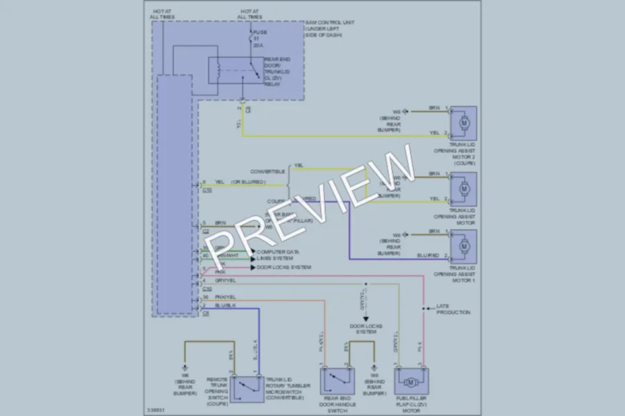 2010 Smart fortwo Trunk Tailgate Fuel Door wiring diagram preview