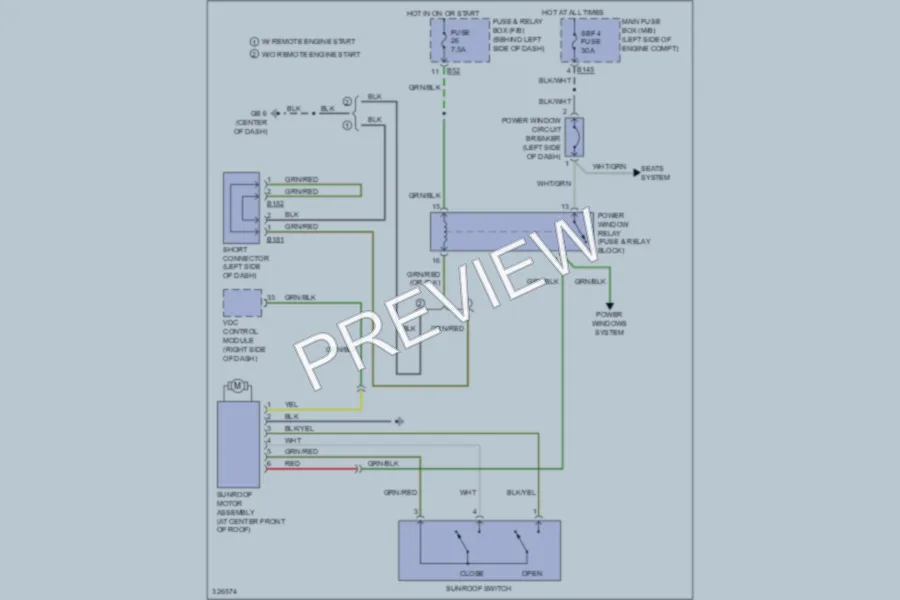 2010 Subaru Forester Power Top Sunroof wiring diagram preview