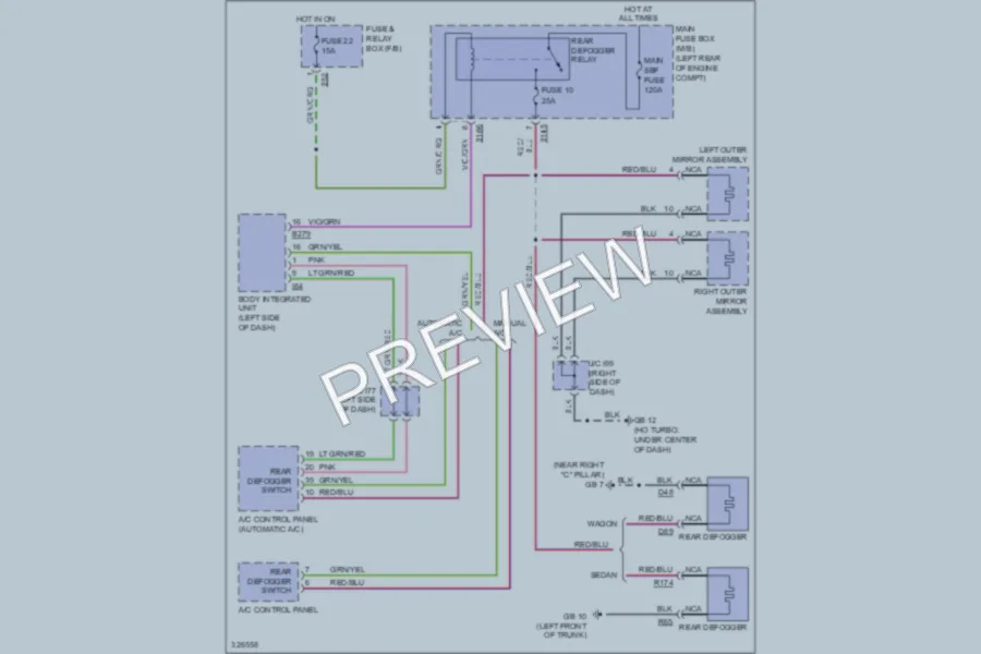 2010 Subaru ImprezaWRX Defoggers wiring diagram preview