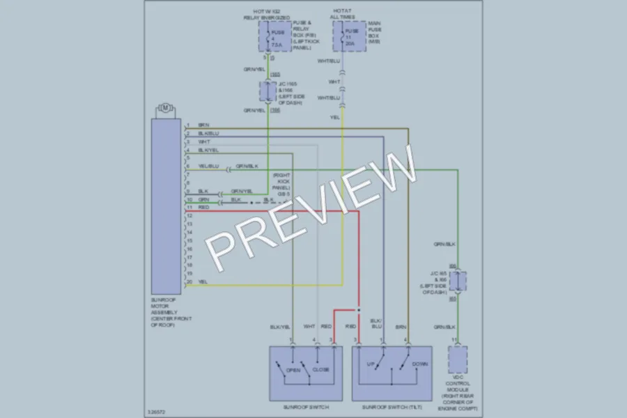 2010 Subaru Legacy Power Top Sunroof wiring diagram preview