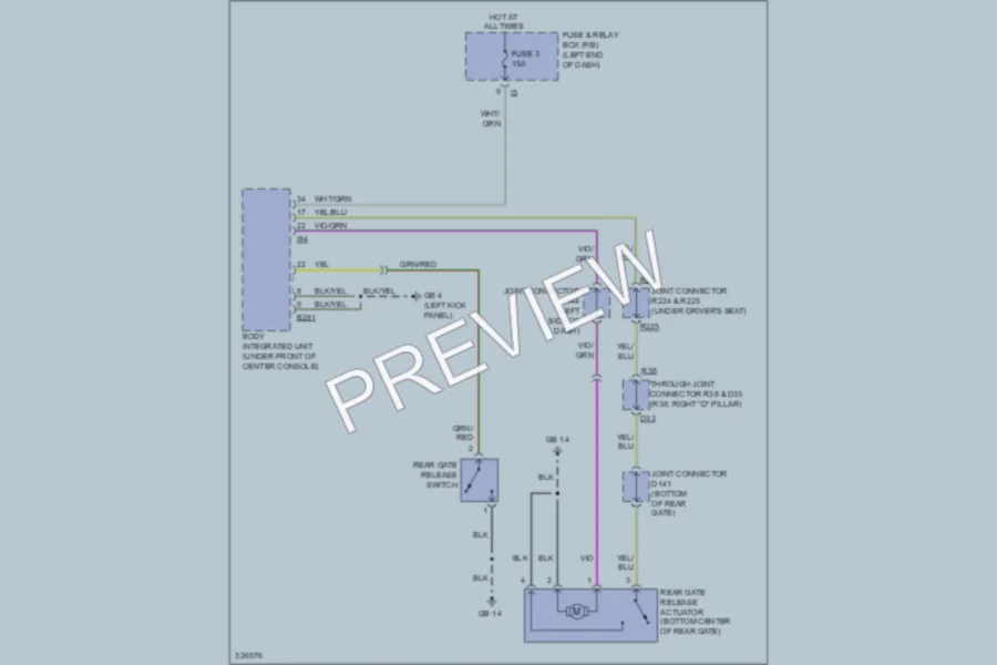 2010 Subaru Tribeca Trunk Tailgate Fuel Door wiring diagram preview