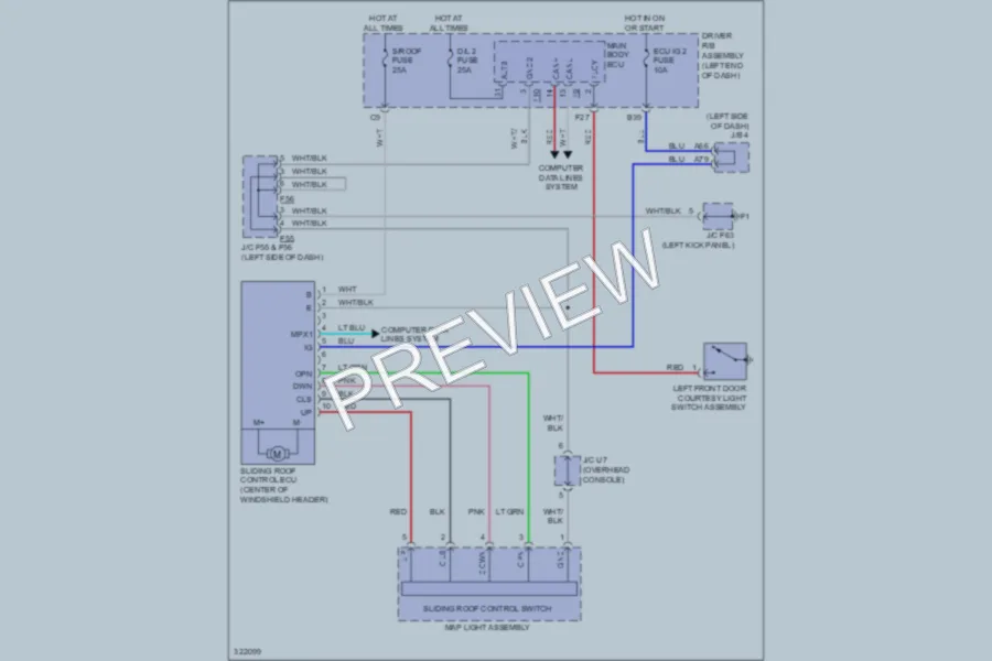 2010 Toyota 4Runner Power Top Sunroof wiring diagram preview