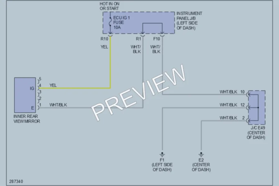 2010 Toyota Camry Power Mirrors wiring diagram preview
