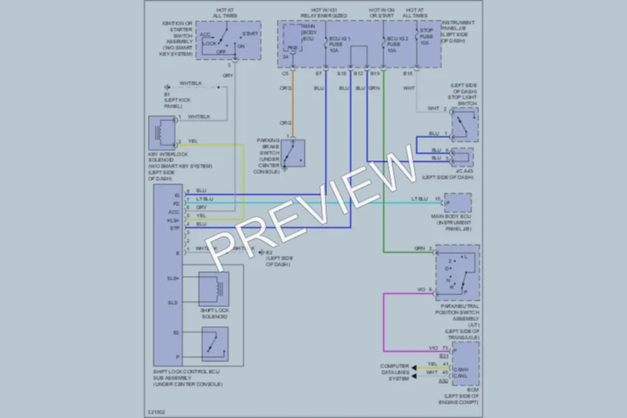 2010 Toyota Corolla Shift Interlock wiring diagram preview