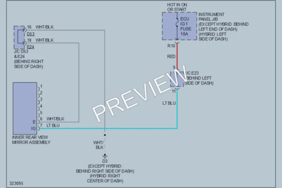 2010 Toyota Highlander Power Mirrors wiring diagram preview