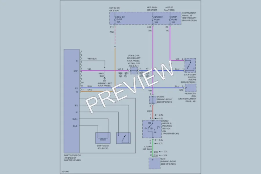 2010 Toyota Highlander Shift Interlock wiring diagram preview