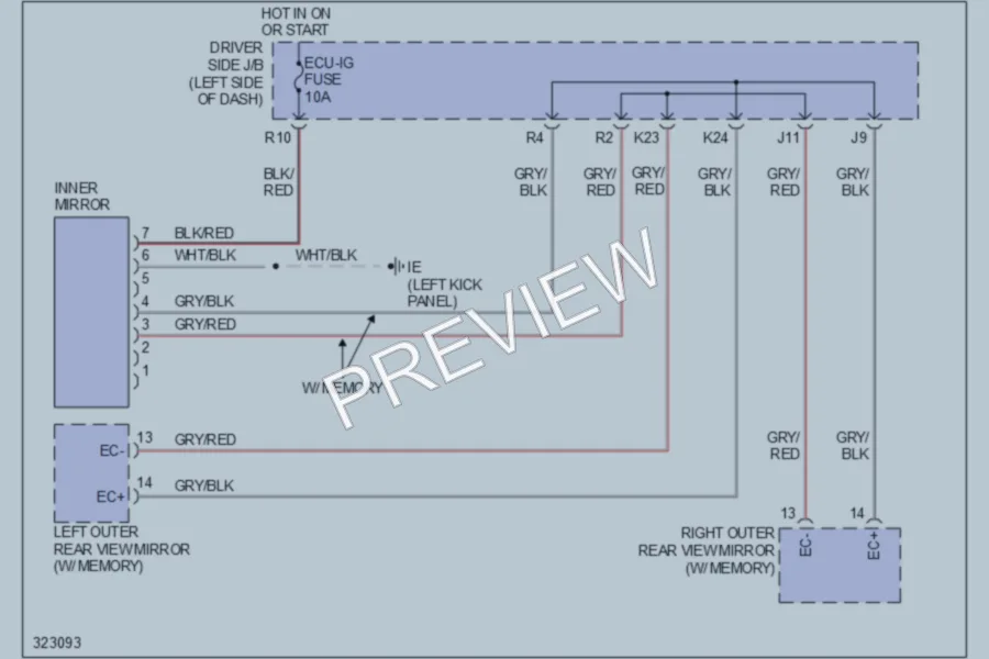 2010 Toyota Sienna Power Mirrors wiring diagram preview
