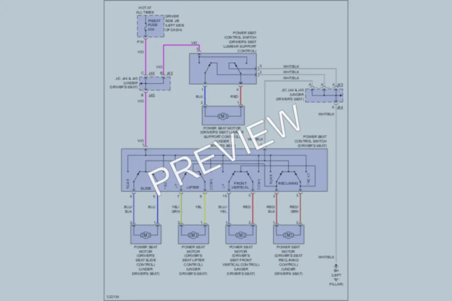 2010 Toyota Sienna Power Seats wiring diagram preview
