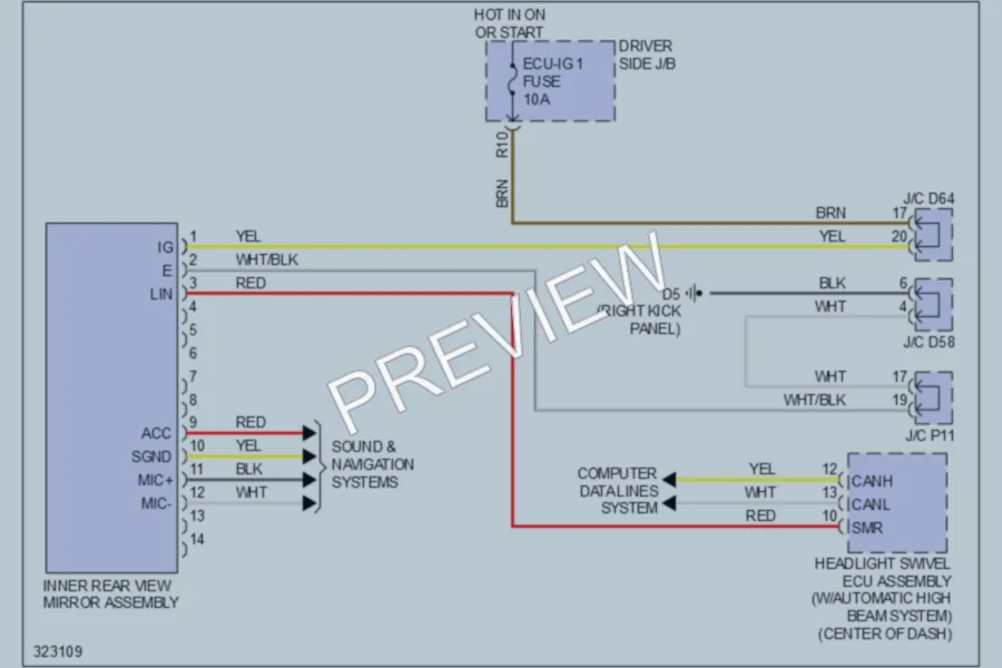 2010 Toyota Venza Power Mirrors wiring diagram preview