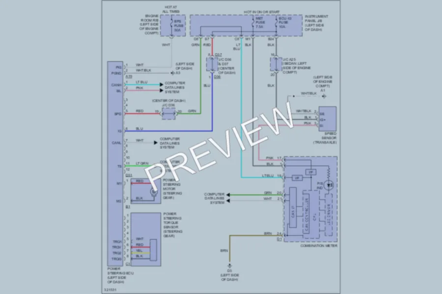 2010 Toyota Yaris Electronic Power Steering wiring diagram preview