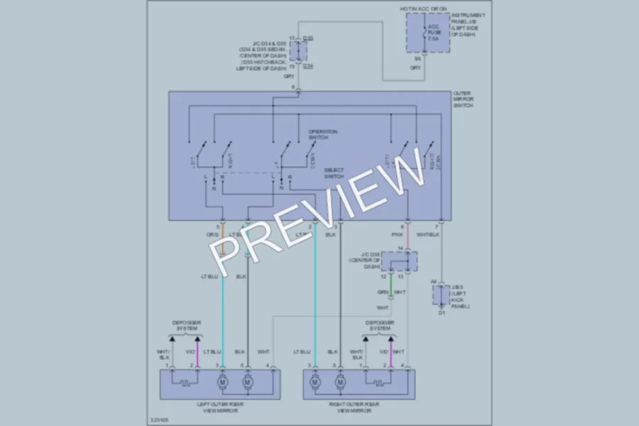 2010 Toyota Yaris Power Mirrors wiring diagram preview