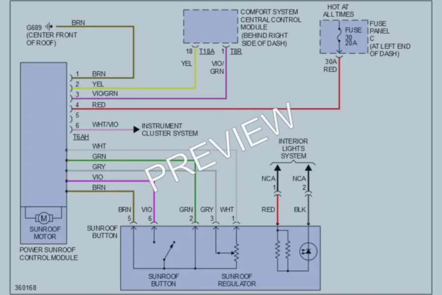 2010 Volkswagen Passat Power Top Sunroof wiring diagram preview