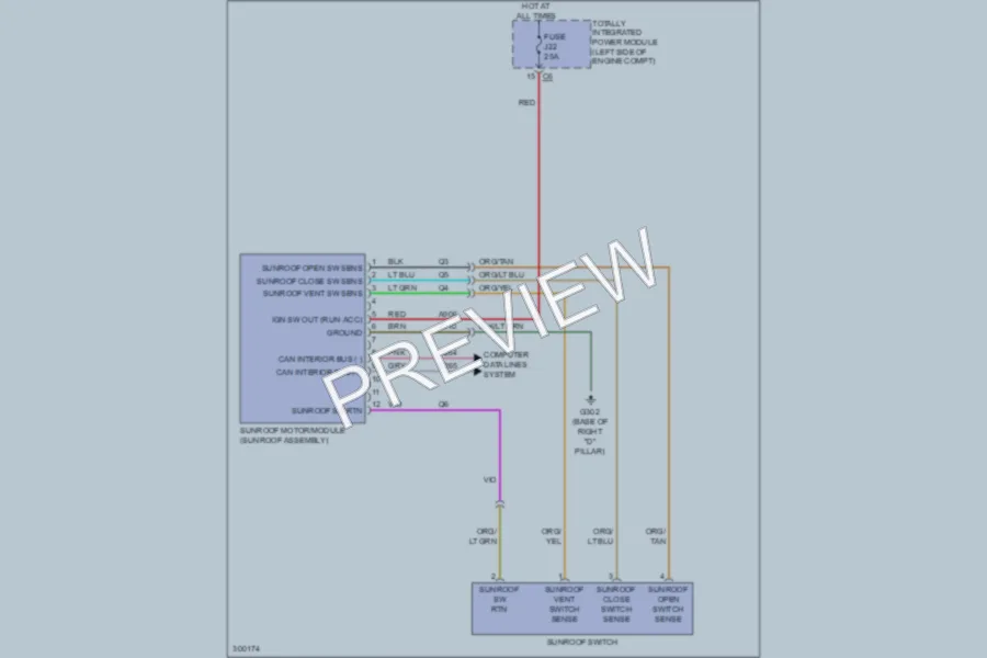 2010 Volkswagen Routan Power Top Sunroof wiring diagram preview