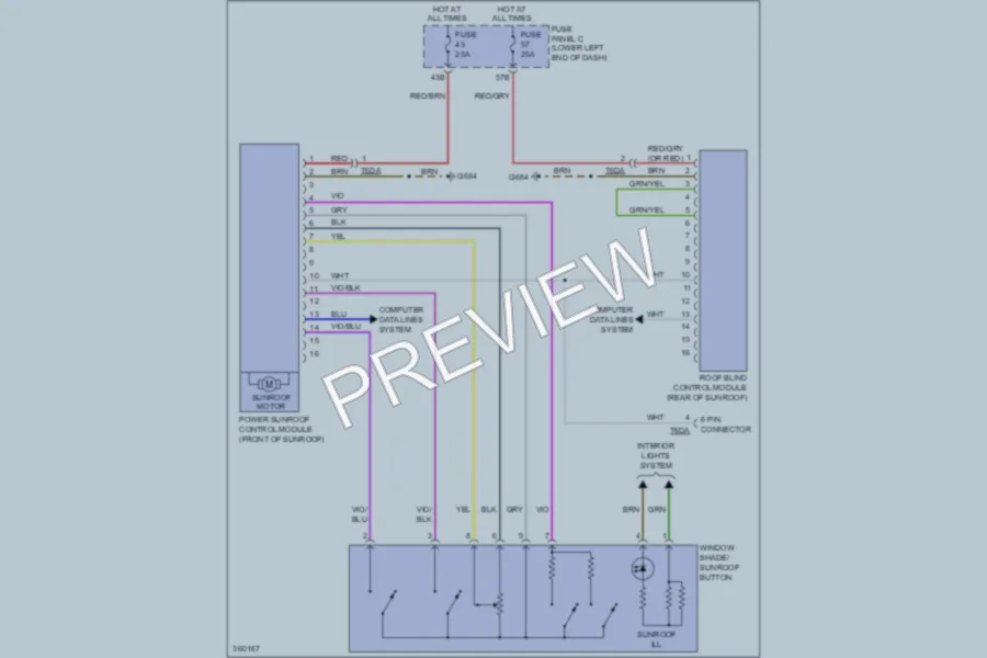 2010 Volkswagen Tiguan Power Top Sunroof wiring diagram preview