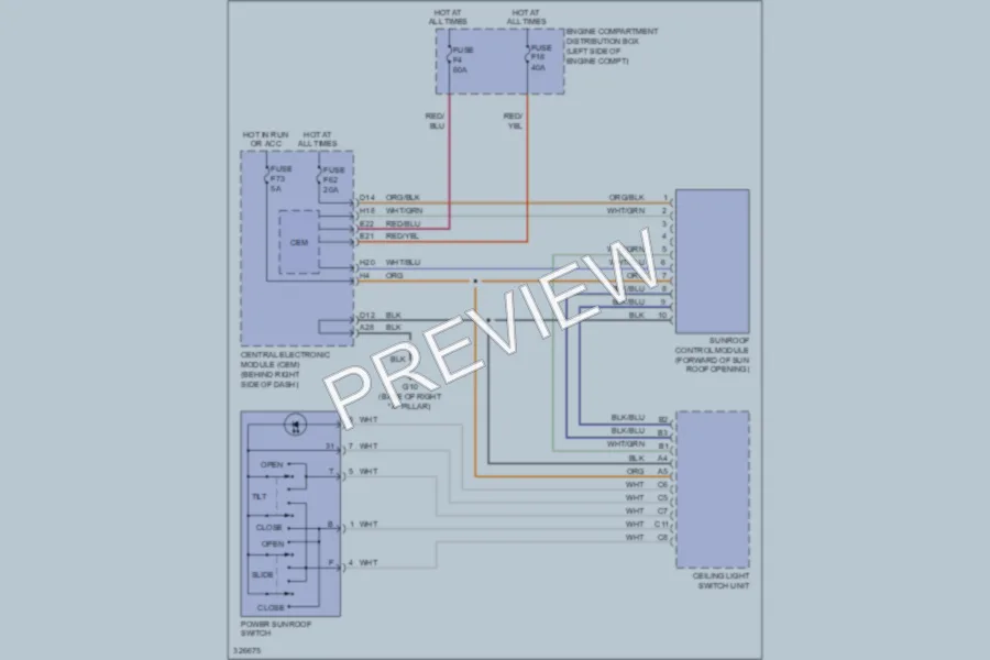 2010 Volvo C30 Power Top Sunroof wiring diagram preview