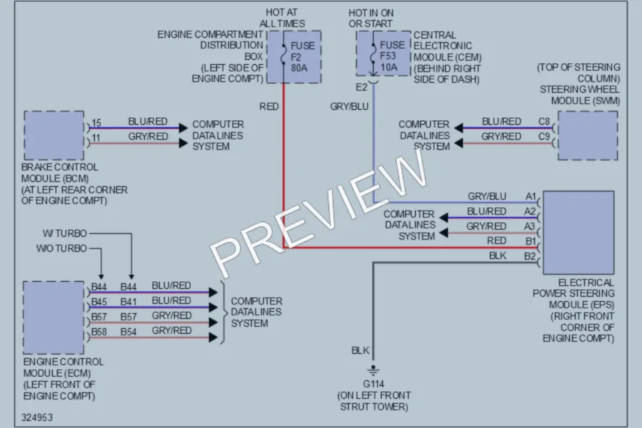 2010 Volvo V50 Electronic Power Steering wiring diagram preview