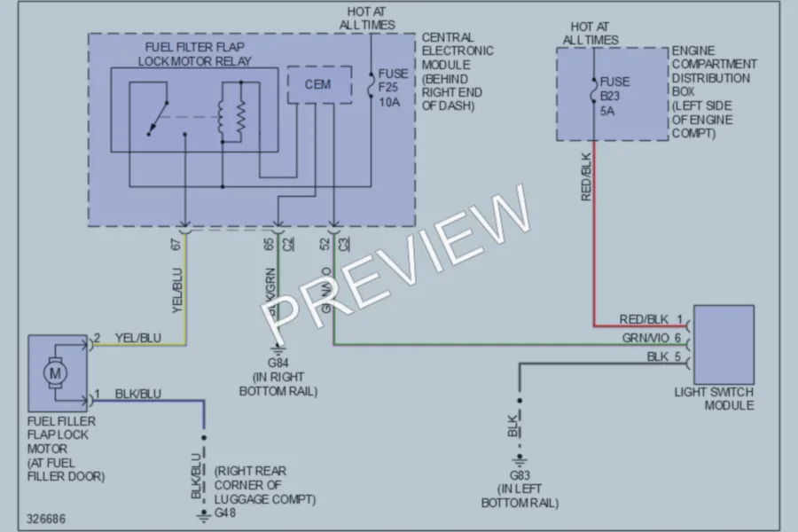2010 Volvo XC60 Trunk Tailgate Fuel Door wiring diagram preview