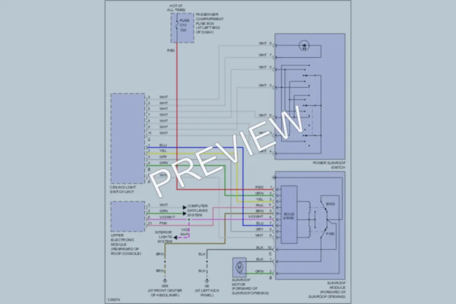 2010 Volvo XC90 Power Top Sunroof wiring diagram preview