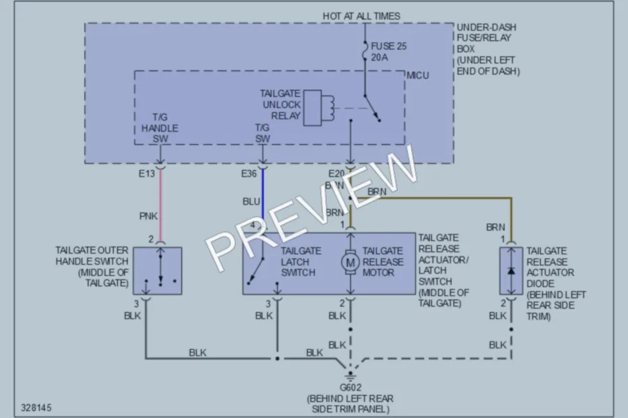 2011 Acura RDX Trunk Tailgate Fuel Door wiring diagram preview