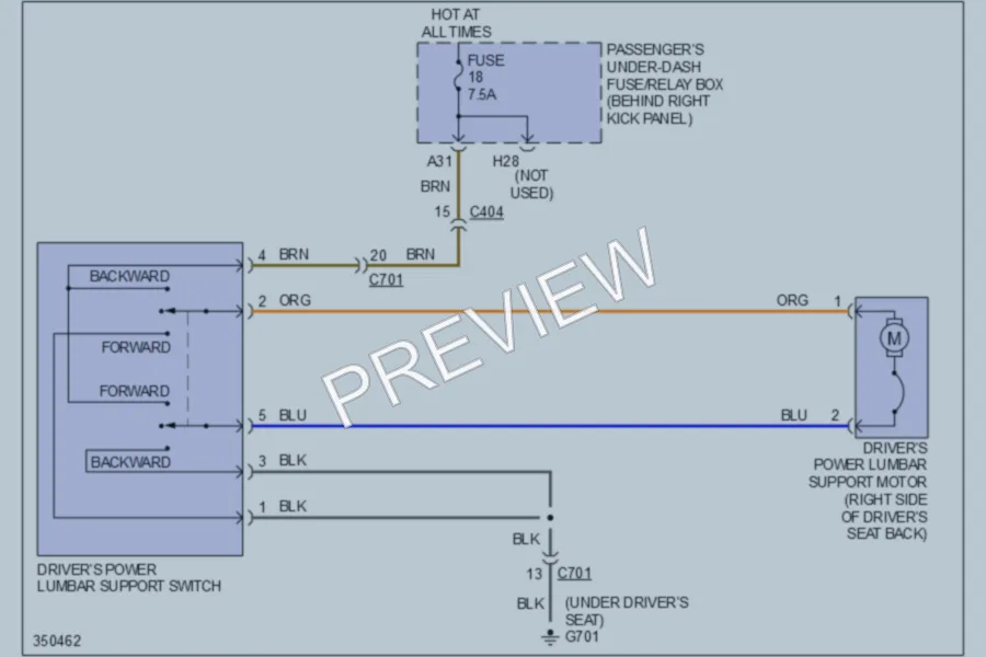 2011 Acura TL Power Seats wiring diagram preview