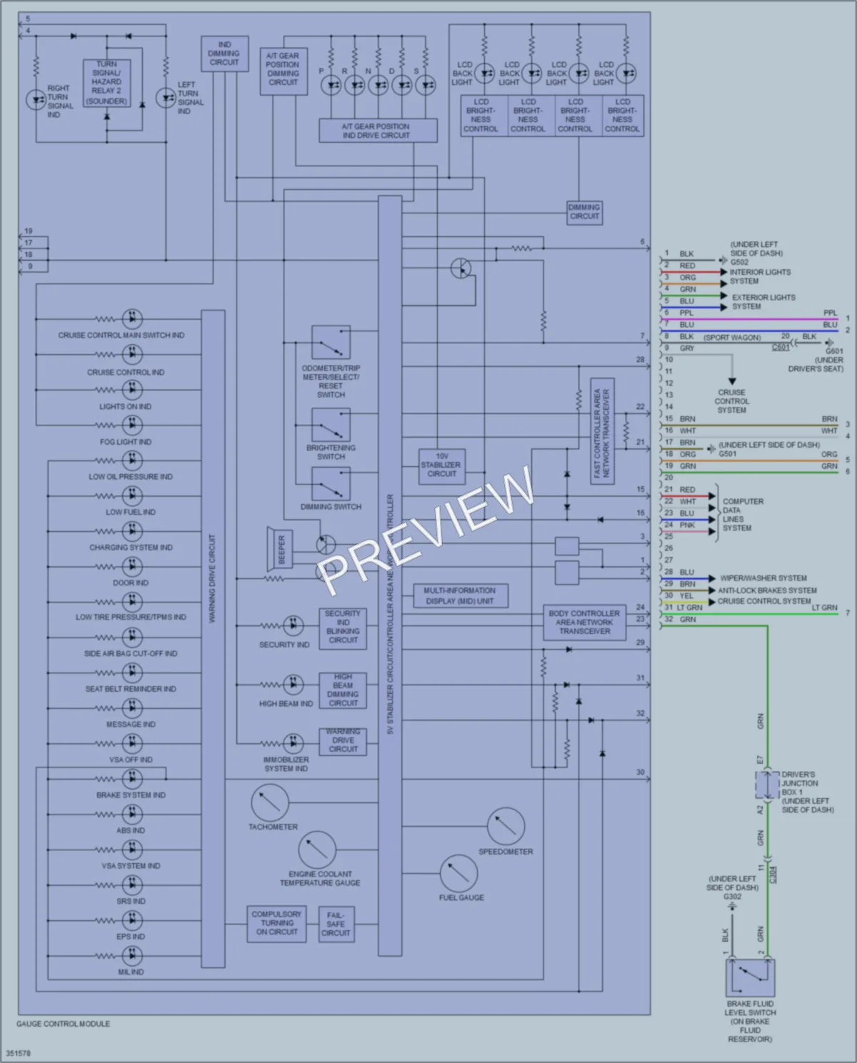 2011 Acura TSX Instrument Cluster wiring diagram preview