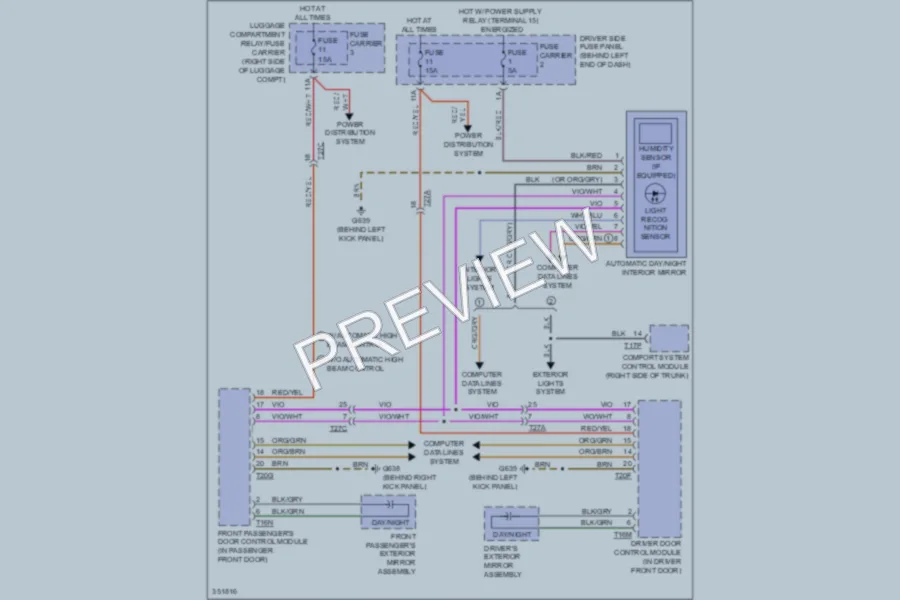 2011 Audi A4 Power Mirrors wiring diagram preview