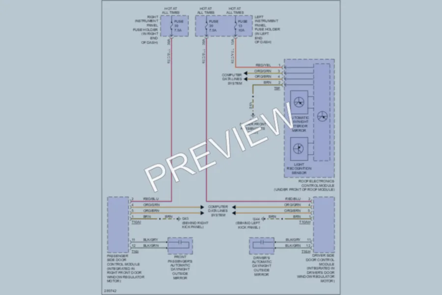 2011 Audi A8 Power Mirrors wiring diagram preview