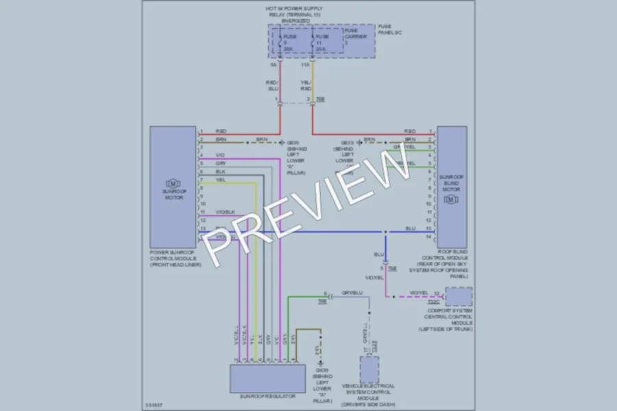 2011 Audi Q5 Power Top Sunroof wiring diagram preview