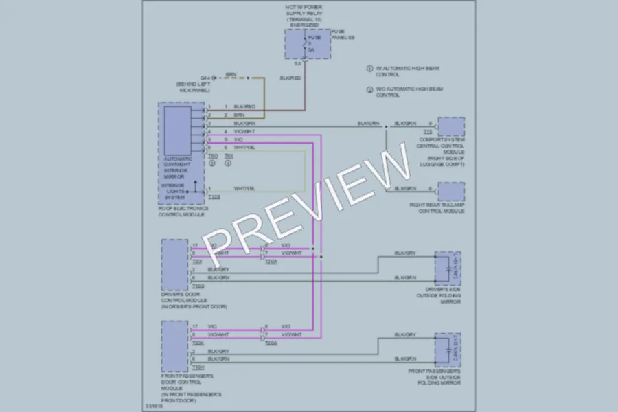 2011 Audi S6 Power Mirrors wiring diagram preview