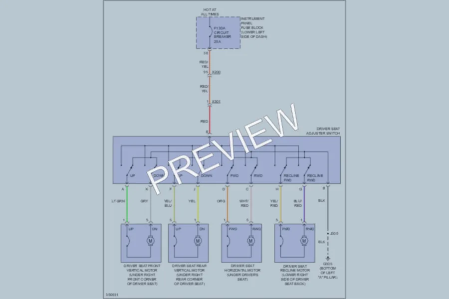 2011 Buick LaCrosse Power Seats wiring diagram preview